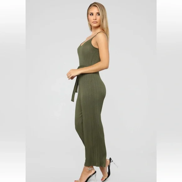 Fashion Nova Amsterdam Ribbed Jumpsuit - Olive - Picture 3 of 5